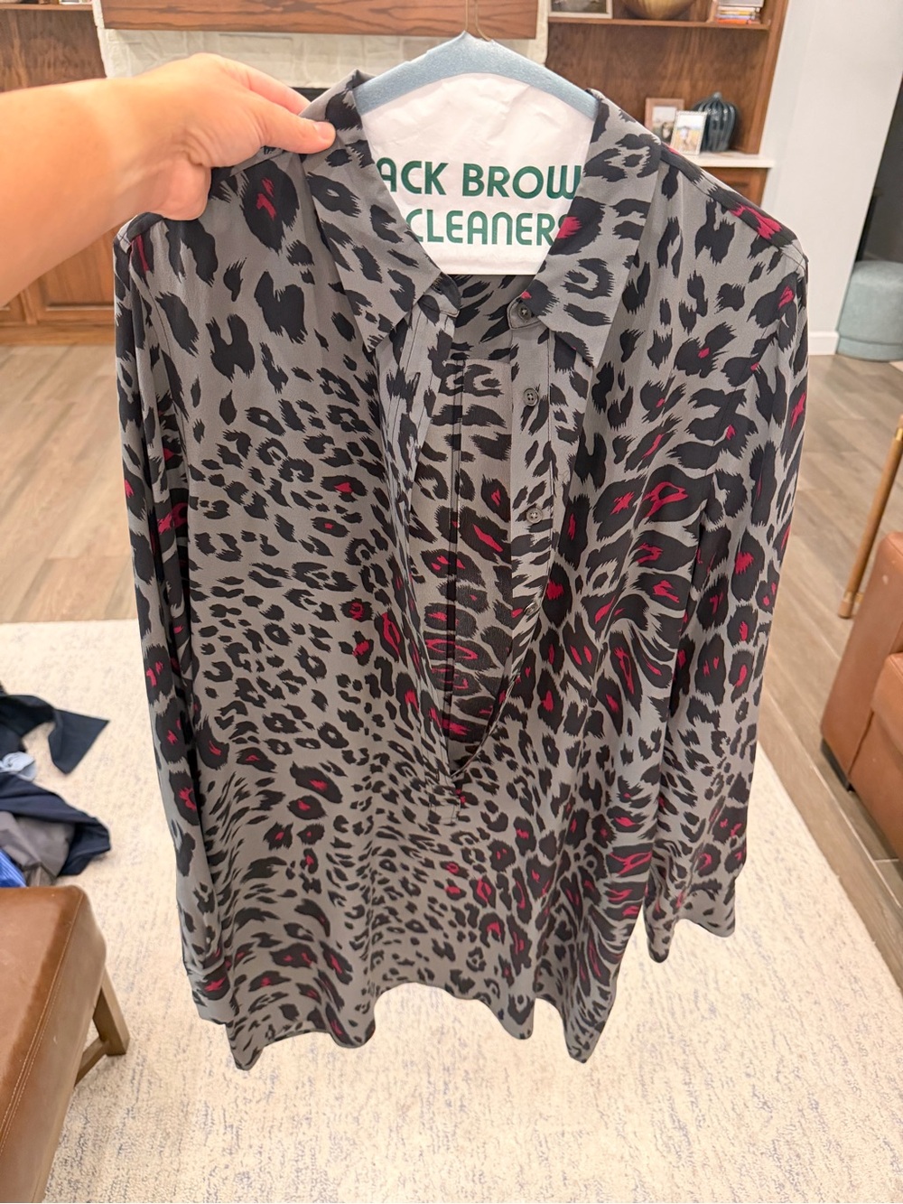 Equipment Grey Leopard-Print Dress